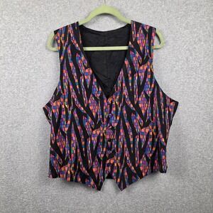 Lord West Vest Mens Large Multicolor Silk Tuxedo Waistcoat Made USA Wedding